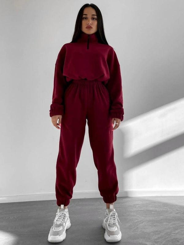 Women's Hooded Sweatshirt & Pants Two Piece Set