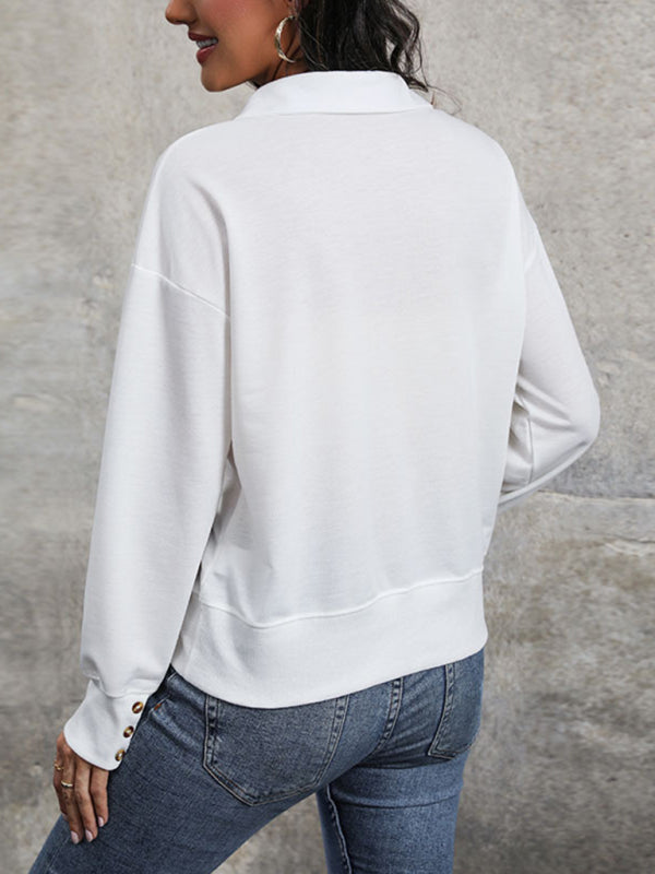 Lapel V-neck T-shirt