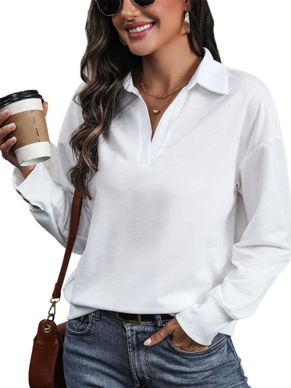 Lapel V-neck T-shirt