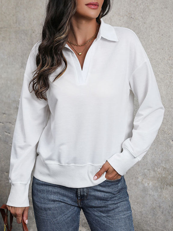 Lapel V-neck T-shirt