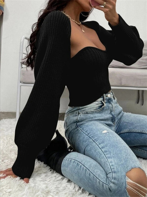 Fashionable shawl tube top knitted sweater two-piece set