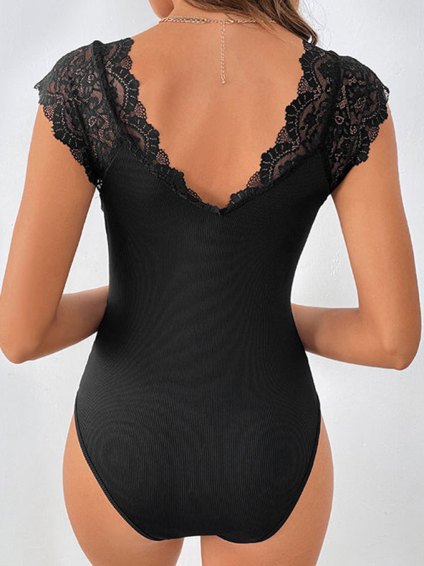 V-neck Black Bodysuit