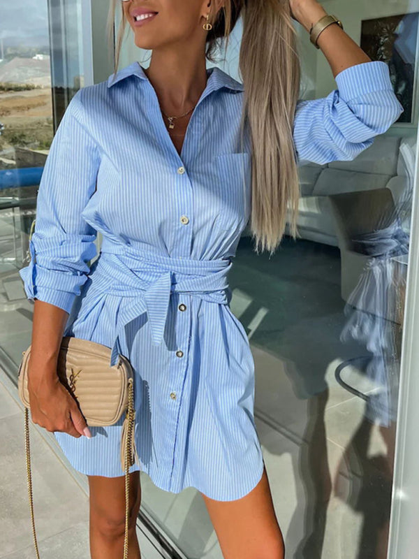 Buttoned Shirt roll-sleeve Mini Dress
