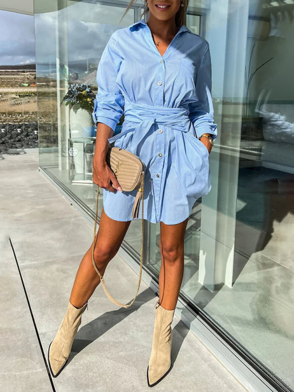 Buttoned Shirt roll-sleeve Mini Dress