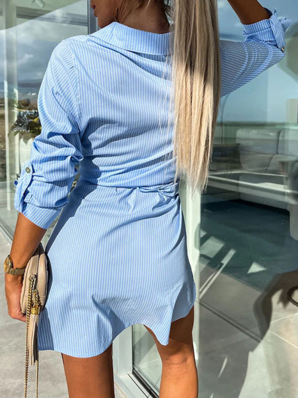 Buttoned Shirt roll-sleeve Mini Dress