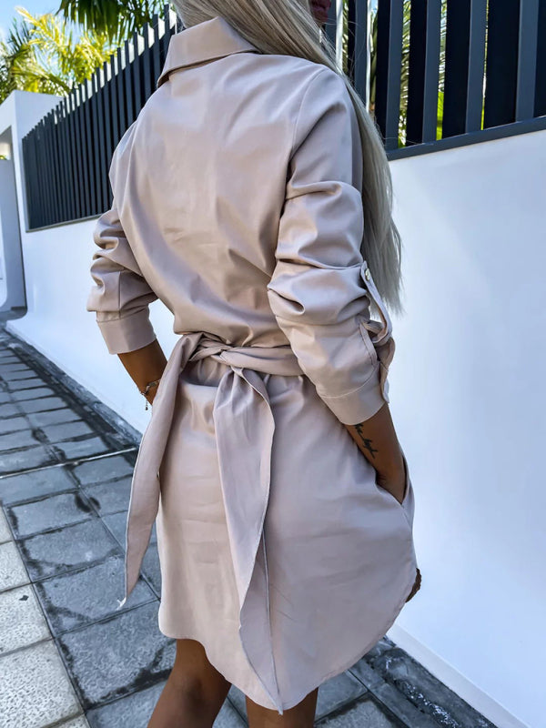 Buttoned Shirt roll-sleeve Mini Dress