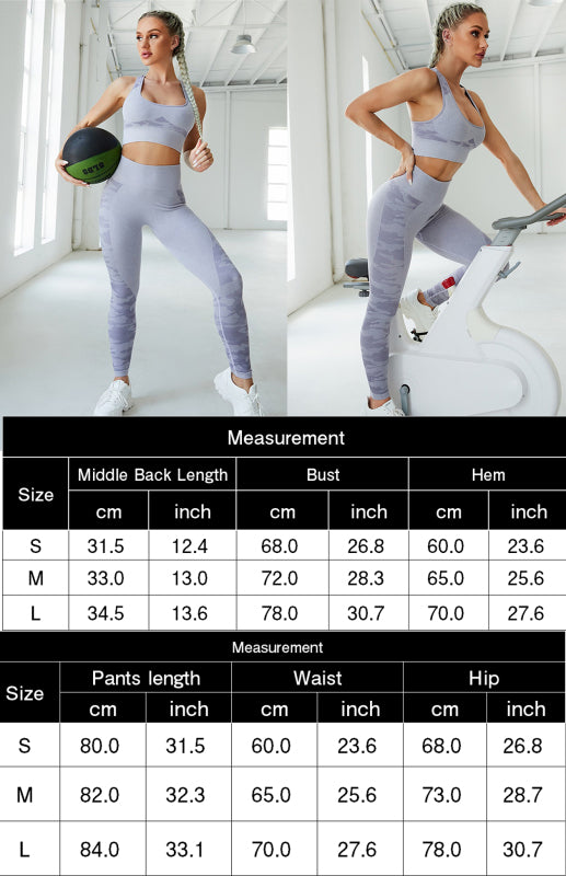 Women‘s Seamless Camo Bra with Chest Pad Yoga Set