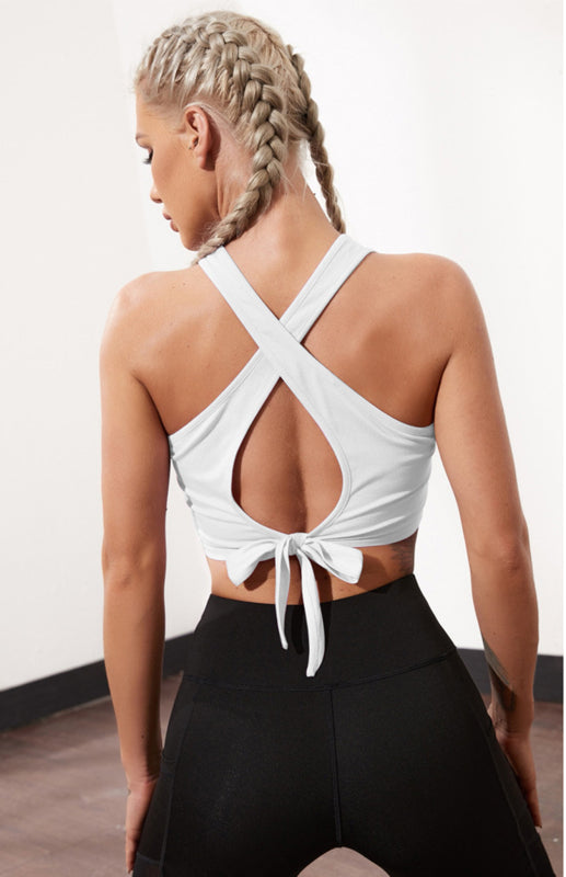 Women's Fashion Cross Back Cutout Bow Sleeveless Tank Top