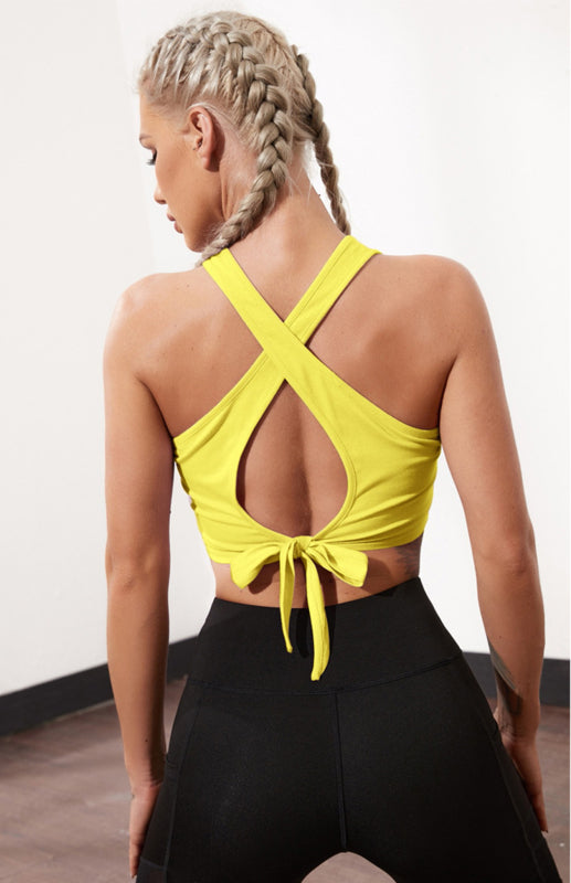 Women's Fashion Cross Back Cutout Bow Sleeveless Tank Top