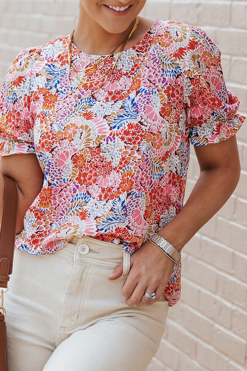 Floral Print Short Sleeve A-line Dress