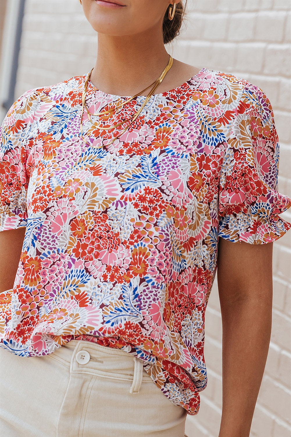 Floral Print Short Sleeve A-line Dress