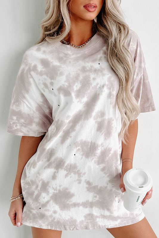Sky Blue Spaghetti Strap Tie Dye Slit Maxi Dress
