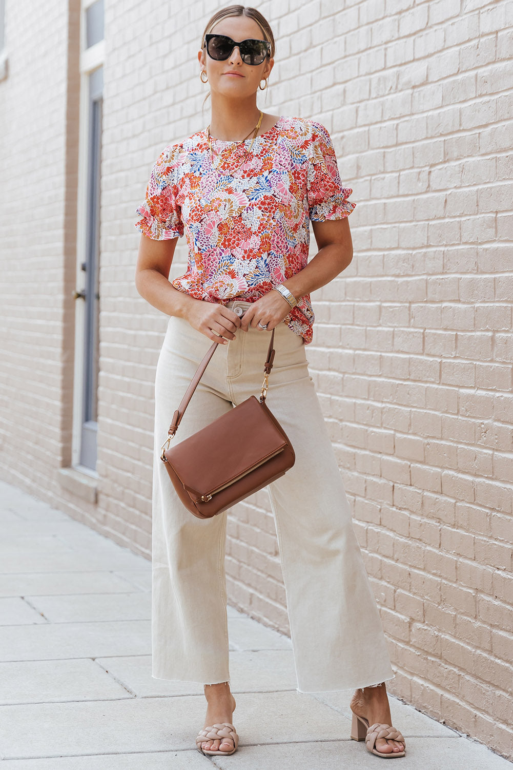 Floral Print Short Sleeve A-line Dress