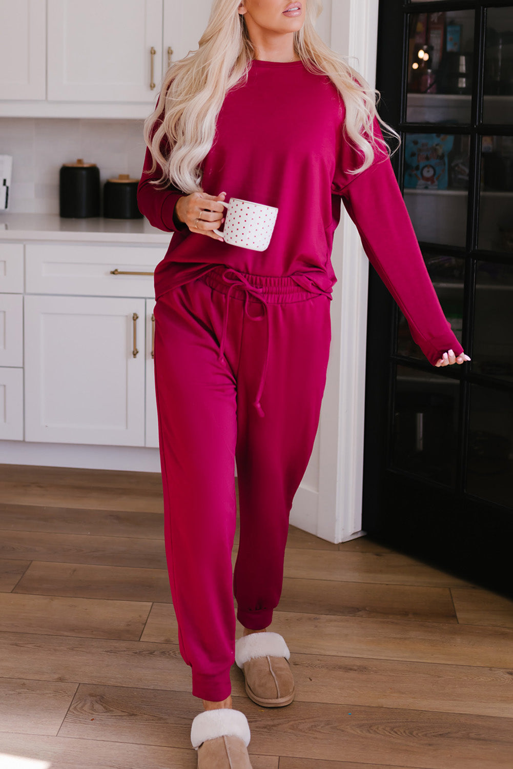 Gray Long Sleeve Pullover and Jogger Pants Lounge Set