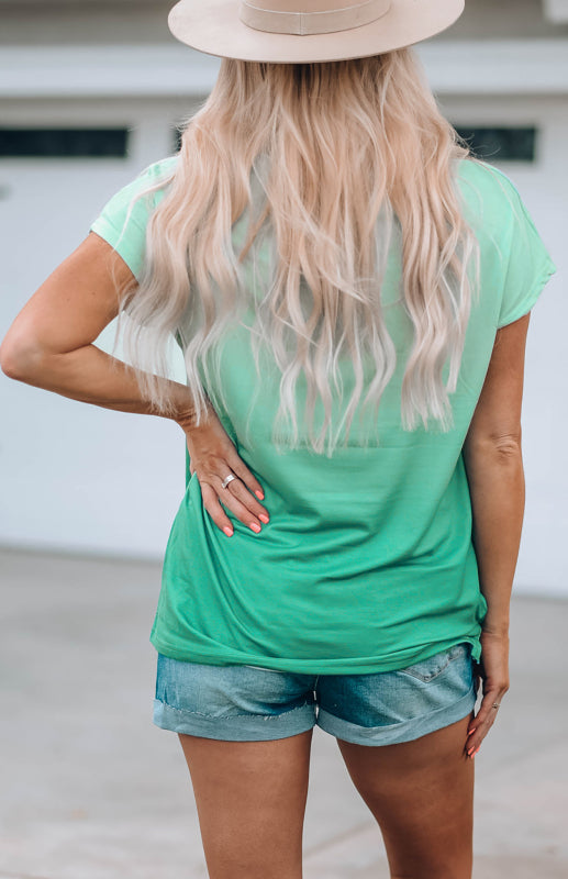 Pink Stripe Crew Neck Short Sleeve Pocket T-Shirt