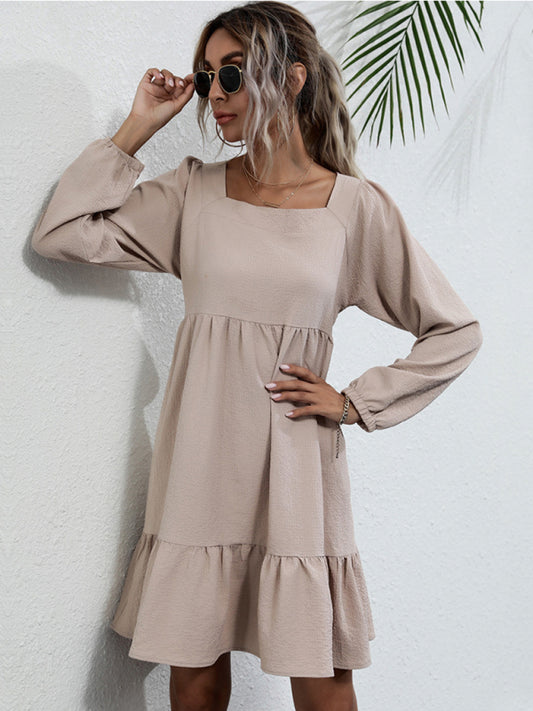 New product long -sleeved long -sleeved base fashion dress