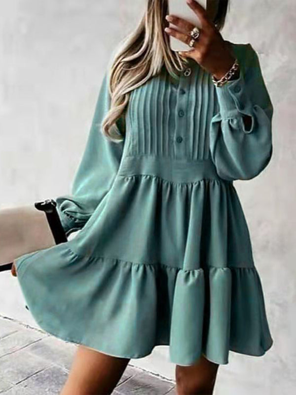 Women's Solid Color Elegant Balloon Sleeve Dress