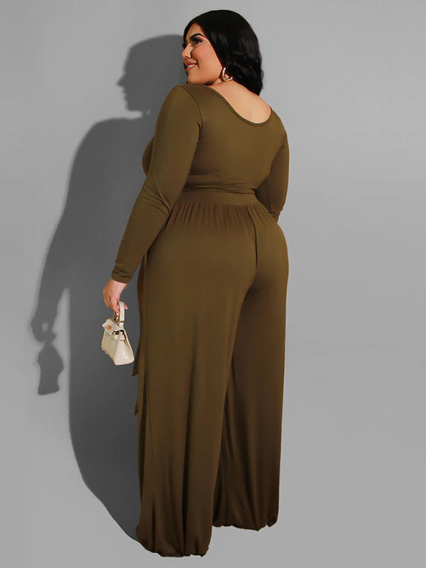 Women's Black Knitted Pants & Top Set