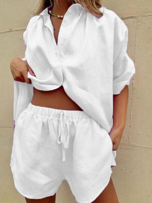 White Shorts & Blouse Summer Set