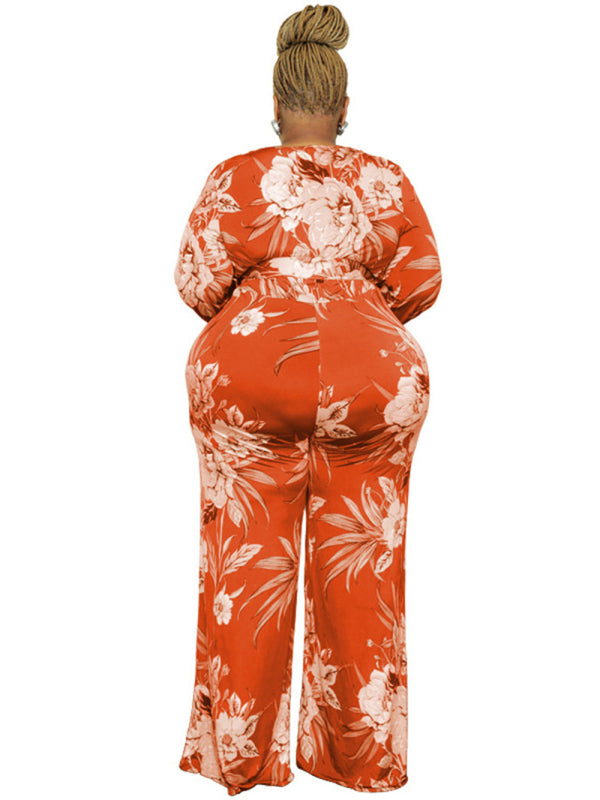 Green Flower Print Jumpsuit