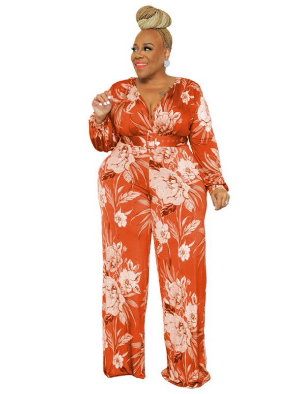 Green Flower Print Jumpsuit