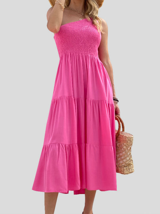 Women's Woven One Shoulder Casual Elegant Dress