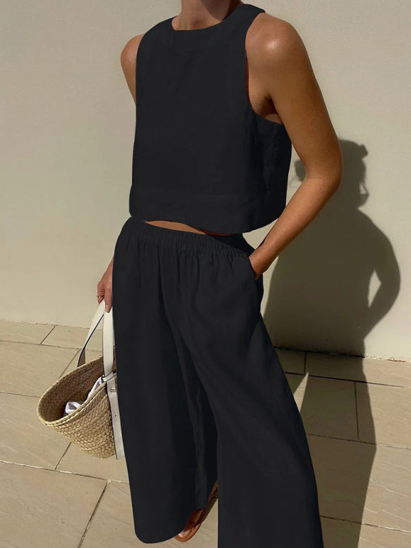 Loose Fit Top & Pants Suit - White