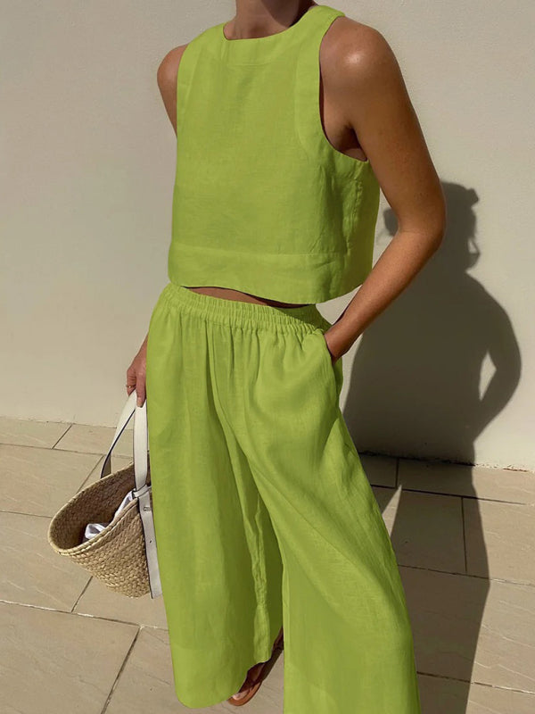 Loose Fit Top & Pants Suit - White