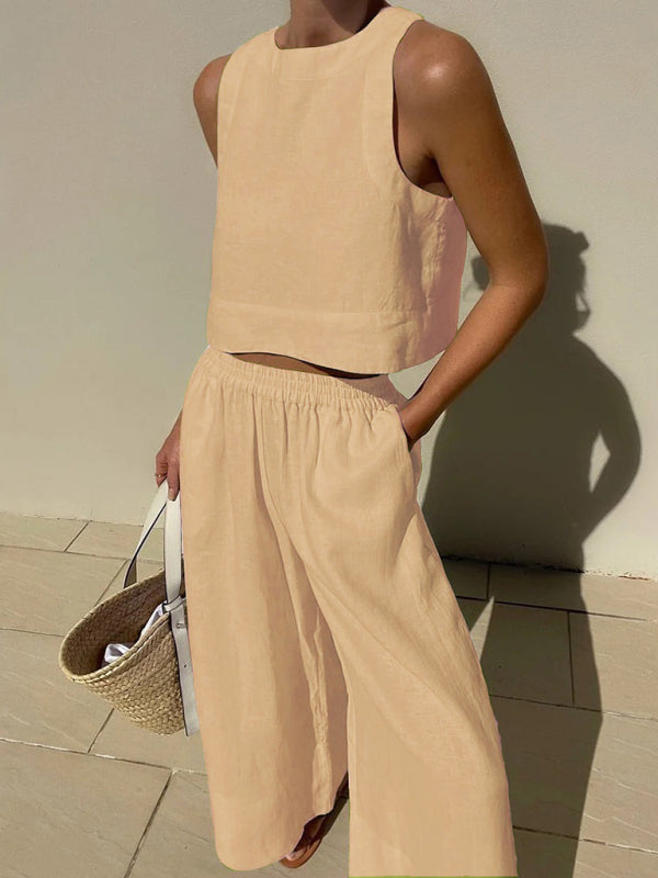 Loose Fit Top & Pants Suit - White