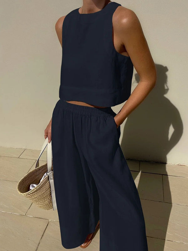 Loose Fit Top & Pants Suit - White
