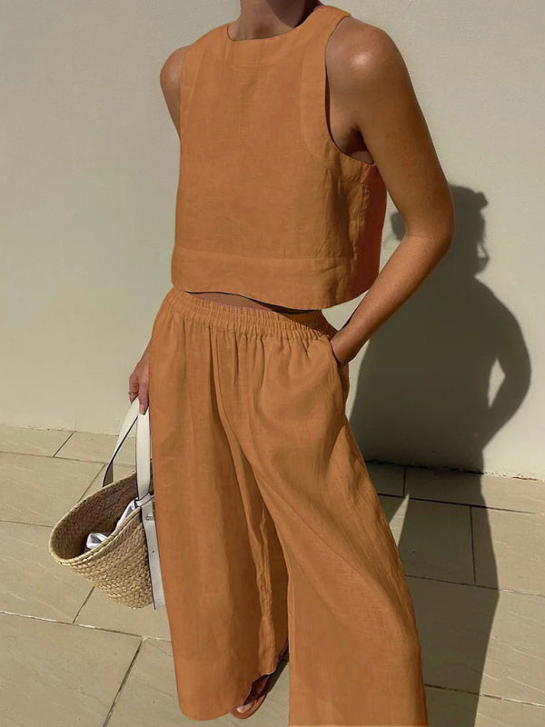 Loose Fit Top & Pants Suit - White