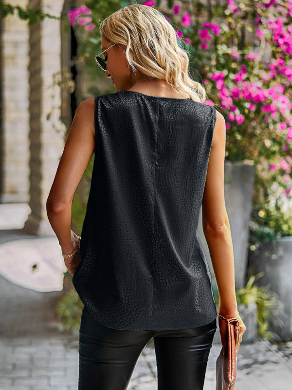 Elegant women's fashion ironed collar sleeveless tank top