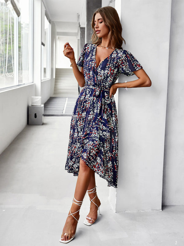 Printed Flowy Dress Sexy Holiday Swing  dress