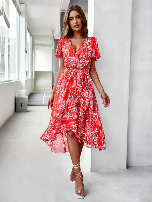 Printed Flowy Dress Sexy Holiday Swing  dress