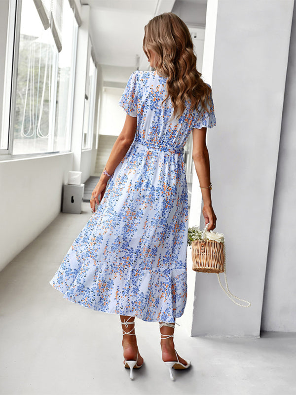 Printed Flowy Dress Sexy Holiday Swing  dress