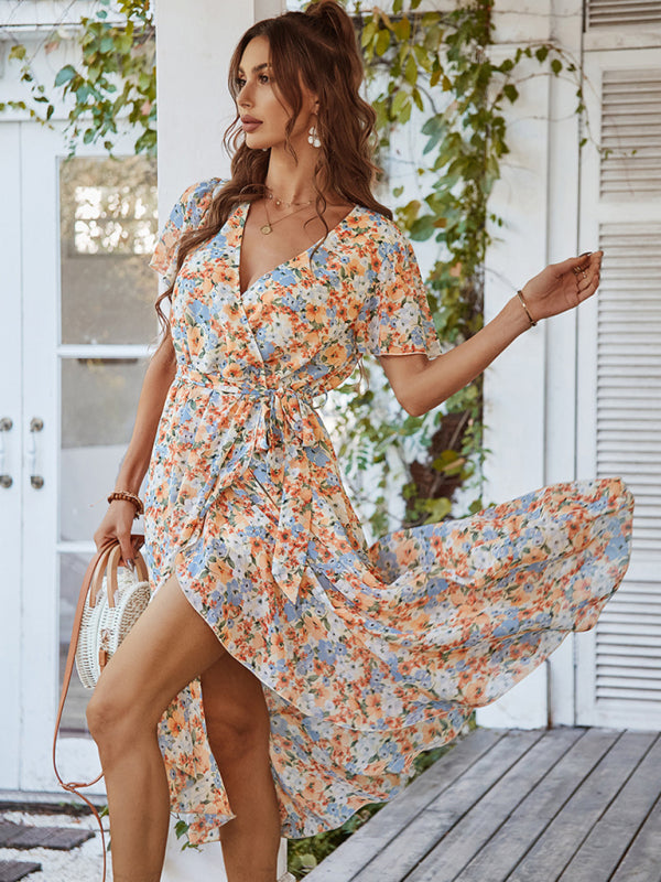 Printed Flowy Dress Sexy Holiday Swing  dress