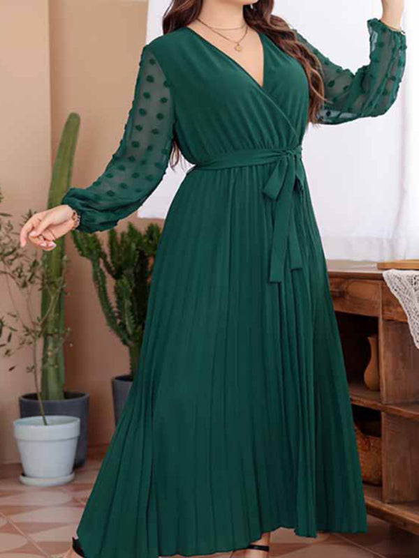 Green Long Sleeve Elegant Maxi Dress