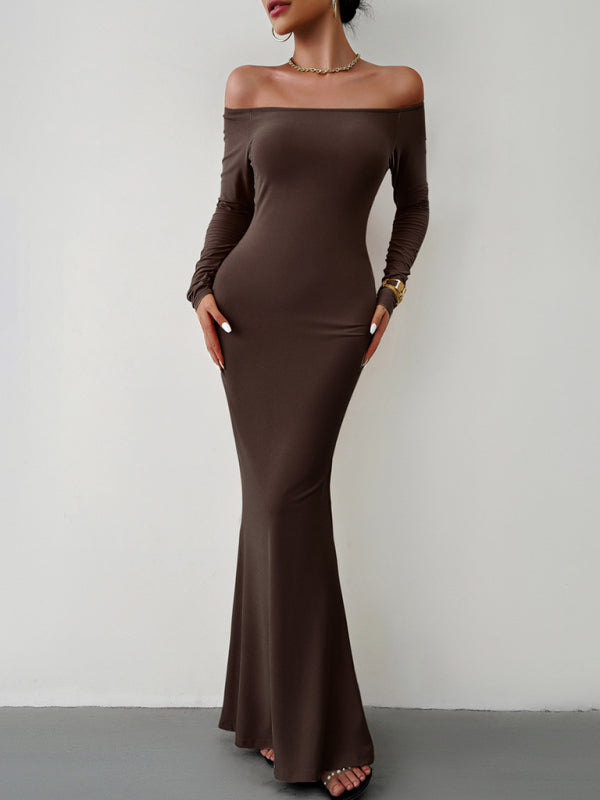 Fashion women's new sexy and elegant slim one-shoulder dress