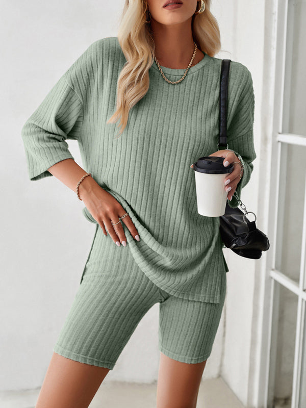 Round Neck Top + Mid Length Tights - Charcoal Grey
