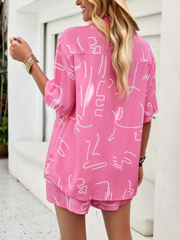 Women's Pink Resort Two-Piece Shorts Set