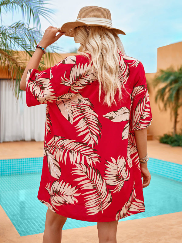 Black Resort Print Blouse & Shorts Set