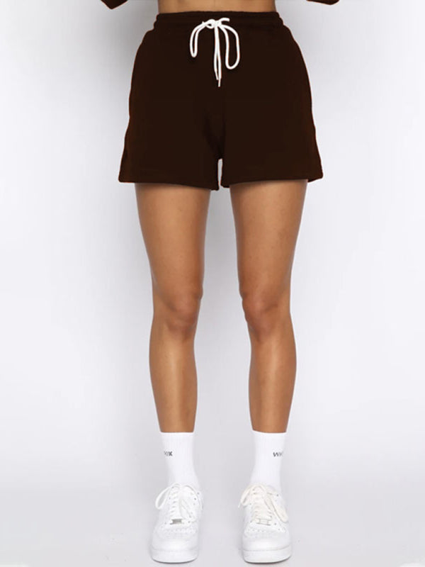 Pullover Long Sleeve Sweatshirt Shorts Set