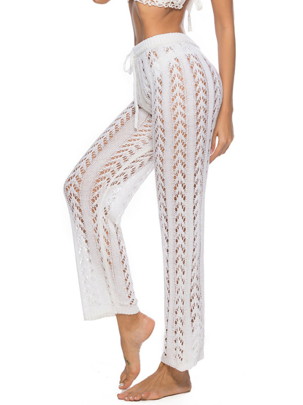 Sexy hollow loose wide leg holiday style beach trousers