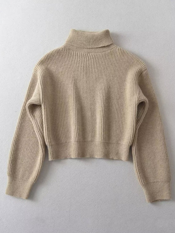 Women's warm short turtleneck top pullover sweater