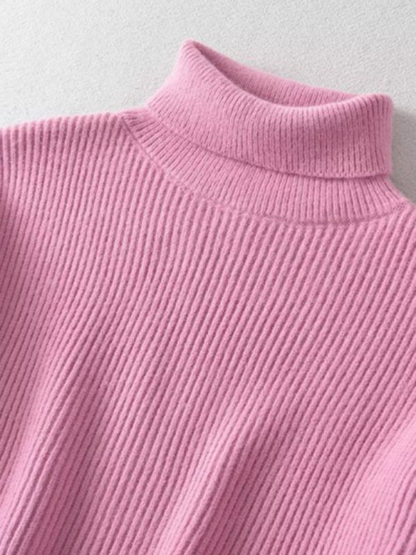 Women's warm short turtleneck top pullover sweater