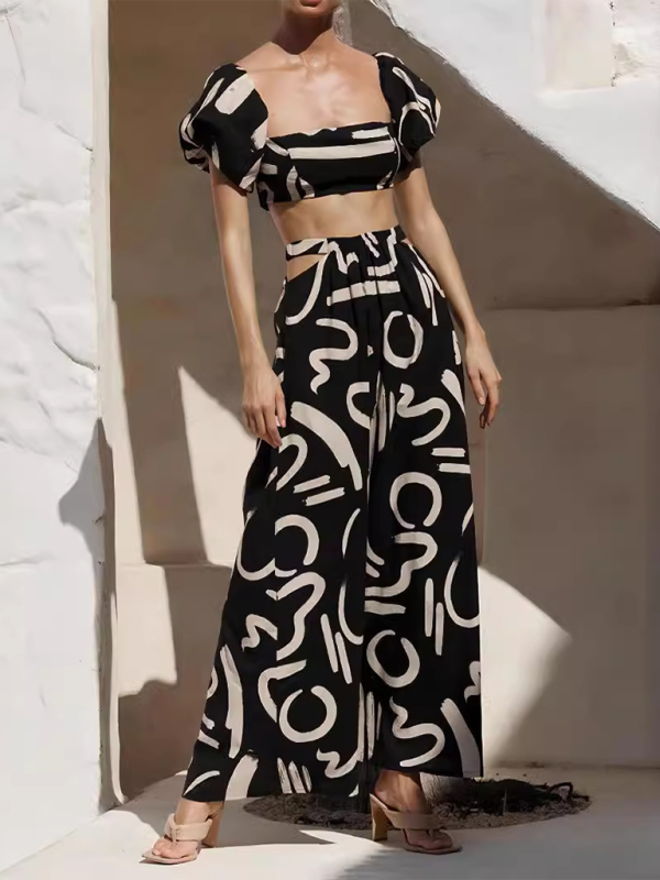 Puff Sleeve Top + Maxi Skirt Set