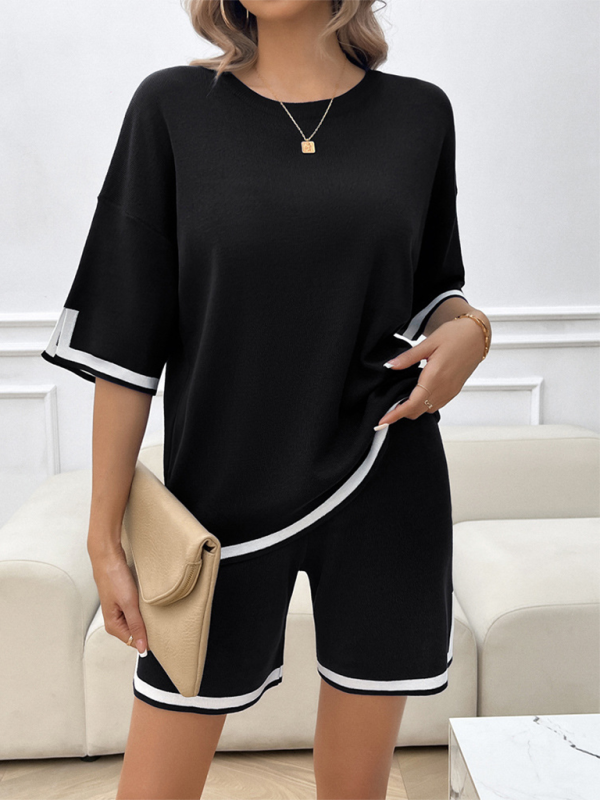 Women's round neck casual sweater two-piece set