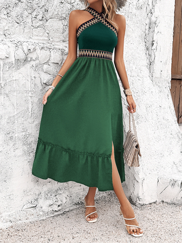 New elegant halter neck high waist dress