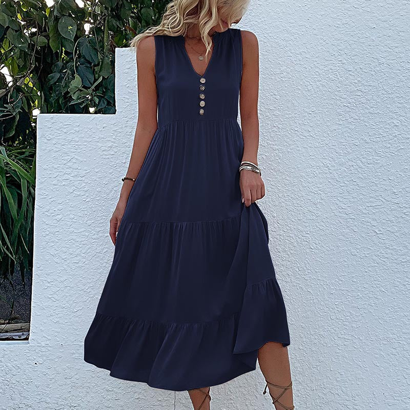 Women's Sundress Sleeveless Loose Casual Solid Color Dress