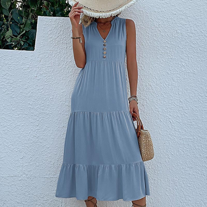 Women's Sundress Sleeveless Loose Casual Solid Color Dress